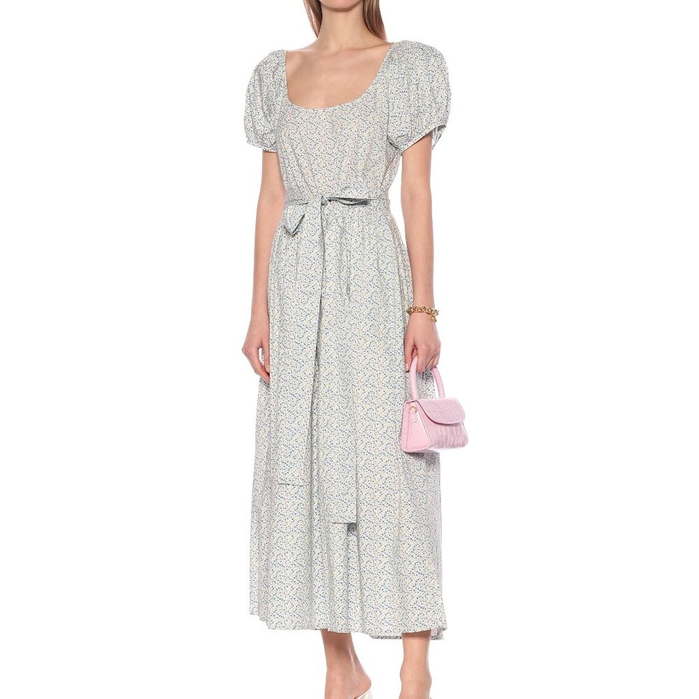 LOVESHACKFANCY Lais floral cotton-poplin midi dress, Size 0 NWT